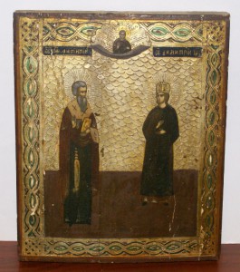 Икона Антипий и Дмитрий в киоте