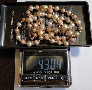 Красивое ЗОЛОТОЕ КОЛЬЕ С ЖЕМЧУГОМ+БРАСЛЕТ