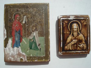 миниатюрные иконки Нил Столбенский(гипс) и Боголюбская БМ