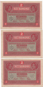 Две короны . Австро-Венгрия . 6 шт в прессе .