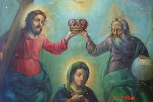 Икона Коронование Богородицы. 44х34х3,2 см.