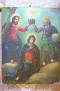 Икона Коронование Богородицы. 44х34х3,2 см.
