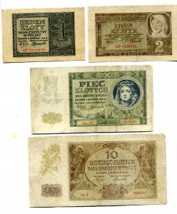 Подборка банкнот оккупированной Польши.