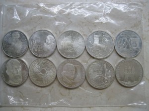 Монеты ФРГ 10 марок СЕРЕБРО-10шт