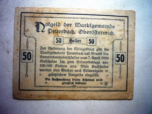 50, 50 и 20 хеллеров 1920 год