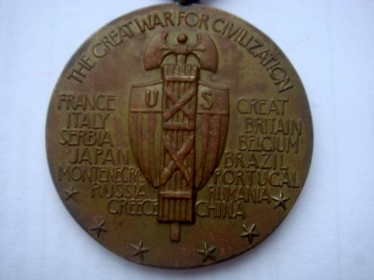Американская медаль за ПМВ с планкой RUSSIA