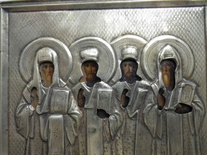 Икона Московские Святители. Серебро 84 пр.