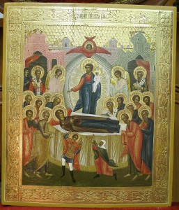 Икона Успение Богородицы. Сусалка+киот.