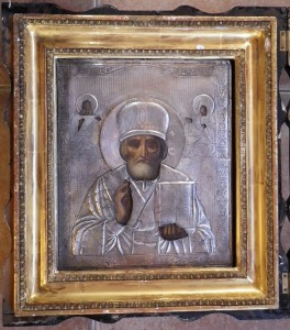 Икона Николай Чудотворец (зимний). Аналой, серебро 84 пр.