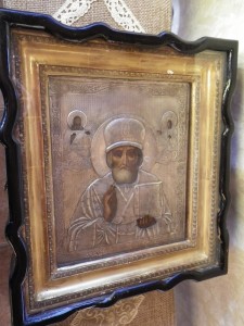 Икона Николай Чудотворец (зимний). Аналой, серебро 84 пр.