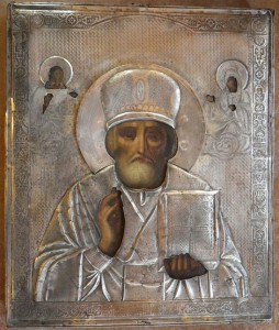 Икона Николай Чудотворец (зимний). Аналой, серебро 84 пр.