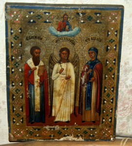 Икона  Св.Василий, Св. Ксения  с Ангелом Хранителем.