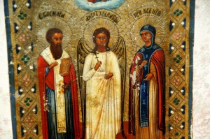 Икона  Св.Василий, Св. Ксения  с Ангелом Хранителем.