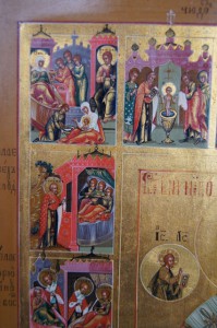 Икона Николая Чудотворца в житии. Аналой. Люкс. Палех.