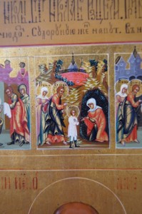 Житийная аналойная палехская икона св. Николая в люксе.