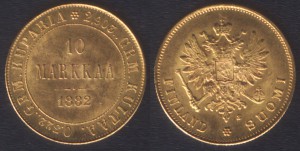 РОССИЙСКАЯ ФИНЛЯНДИЯ 10 МАРОК 1882 UNC