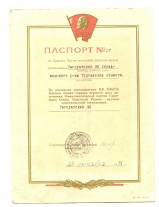 Паспорт на Красное знамя ВЛКСМ