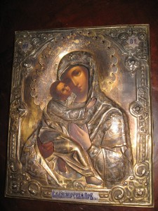 Владимирская Икона Божией Матери , серебро
