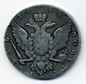 Рубль Екатерины 2, 1768-EI-ммд