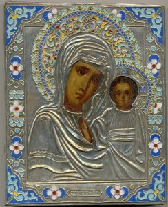 Венчальная пара. Оклады СЕРЕБРО __ ЭМАЛИ __ 18,5 * 15 каждая