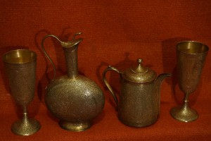 Старинный серебряный набор из четырех предметов. 1880-е гг.