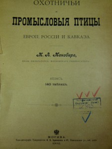 Охотничьи и промысловые птицы. Атлас. 1902г. Мензбир М.А.