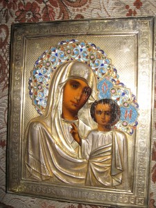 Казанская Икона Божией Матери , серебро , эмаль