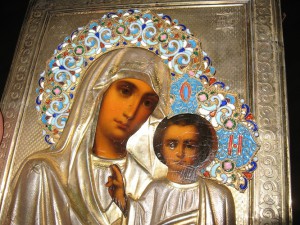Казанская Икона Божией Матери , серебро , эмаль