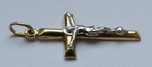 Крест желтое + белое золото 750