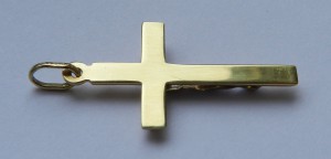Крест желтое + белое золото 750