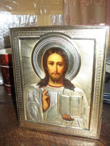 Икона Спас Вседержитель , серебро