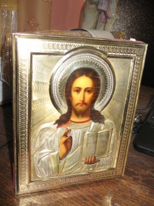 Икона Спас Вседержитель , серебро