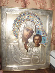 Казанская Икона Божией Матери , серебро , эмаль