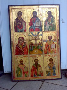икона девятичасная на золоте