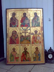 икона девятичасная на золоте
