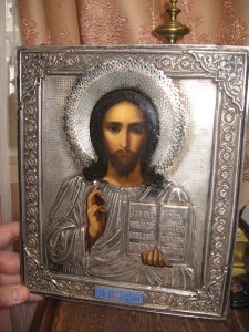 Икона Спас Вседержитель , серебро