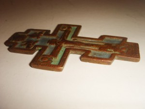 Крест, Распятие, 2 эмали, 65х40 мм