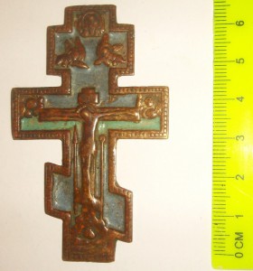 Крест, Распятие, 2 эмали, 65х40 мм