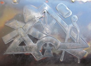 Коробочка с масонскими символами. Черепаха,серебро.