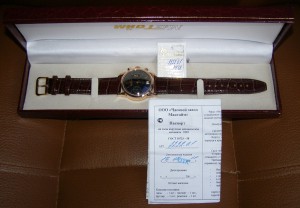 Мактайм 2222.0.1, хронограф, золотые 585пр.