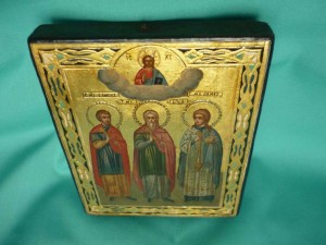 икона " ТРОЕ СВЯТЫХ",  сусалка...
