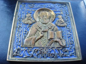 Николай Чудотворец, пластика 11х10 см Эмаль
