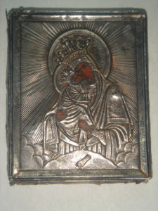 Икона "Богородица Почаевская".Cеребро 84.