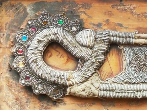 Икона, камни, шитьё.