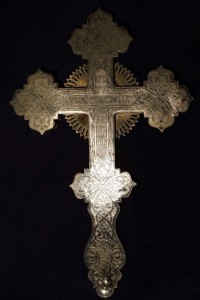 Крест напрестольный с накладками из бронзы. Россия, сер.XIX