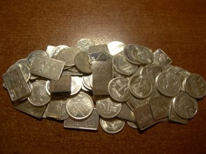 127 гр. серебра 999 пр. из водочных бутылок