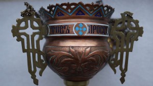 Лампада церковная, украшенная полихромными эмалями.  XIX век