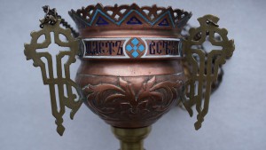 Лампада церковная, украшенная полихромными эмалями.  XIX век