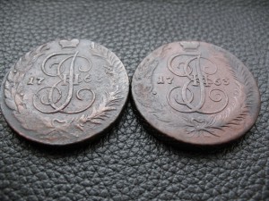 5 копеек 1763 СМ, крупные и мелкие буквы двора.