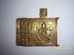 латунные икона и крест